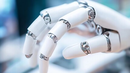 Leinwandbilder - Closeup of a sophisticated robotic hand demonstrating advanced technology and precision in artificial intelligence applications : Generative AI