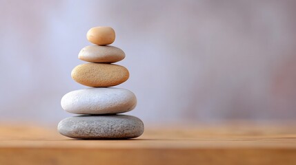 Fototapete - Balanced Stack of Smooth Pebbles Representing Tranquility and Harmony : Generative AI