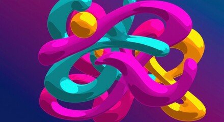 abstract colorful 3d shapes: a vibrant display of interwoven three-dimensional shapes in eye-catchin