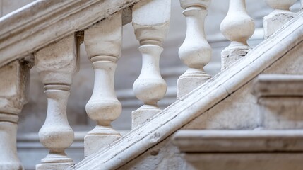 Aufkleber - Detailed Close-Up Shot of Elegant Stone Staircase with Vintage Architectural Elements : Generative AI