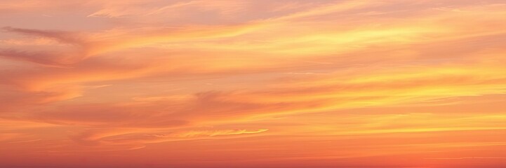 Wall Mural - Vibrant colors of orange, pink, and purple fill the sky at sunset, with golden clouds reflecting the last light of day, horizon, clouds