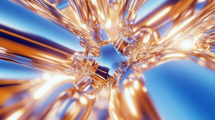 Poster - Unique abstract design showcasing intertwined glass structures reflecting light at various angles in a vibrant color palette