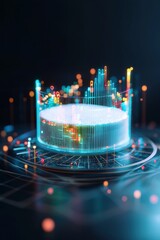 Poster - Explore a vibrant, futuristic data visualization concept showcasing glowing graphs and charts, ideal for tech and business themes in digital media.