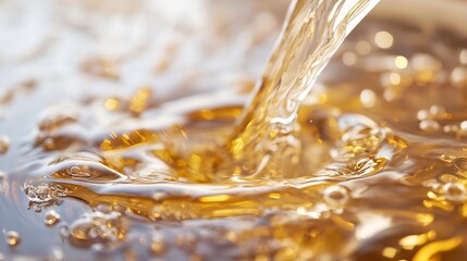 Fototapete - Close up view of clear water pouring into a bowl creating beautiful ripples and reflections in the liquid surface : Generative AI