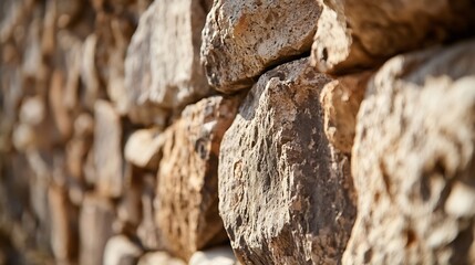 Poster - Closeup of a rustic stone wall showcasing unique textures and natural colors from aged stones : Generative AI