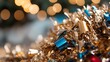 © Generative AI - Colorful Shiny Tinsel Decoration Creating Festive Holiday Mood : Generative AI