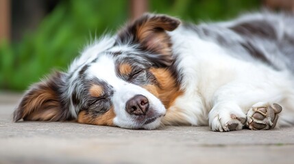 Aufkleber - Cute Sleeping Dog Resting Comfortably on a Warm Surface : Generative AI