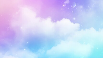 Poster - Soft pastel clouds drift lazily across a magical gradient sky, blending hues of pink, purple, and blue, creating a tranquil atmosphere during twilight