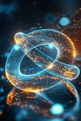 Poster - Explore a stunning futuristic design featuring a 3D abstract shape, illuminated with glowing lights and connected by a network of vibrant colors.