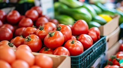 Poster - Fresh Red and Green Vegetables Displayed at a Farmers Market for Healthy Eating : Generative AI