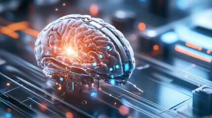 Poster - Exploring the intersection of human intelligence and artificial neural networks futuristic lab digital art high-tech environment close-up perspective innovation in technology