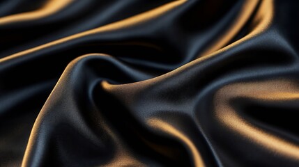 Poster - Luxurious and silky black fabric drapes elegantly capturing light in a beautifully detailed closeup : Generative AI