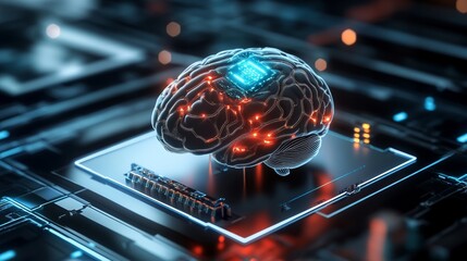 Poster - Exploring the intersection of artificial intelligence and human cognition virtual lab digital art futuristic environment close-up innovation in technology