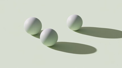 Poster - Bouncing white balls minimalist studio setting 3d animation soft shadows abstract concept artistic exploration