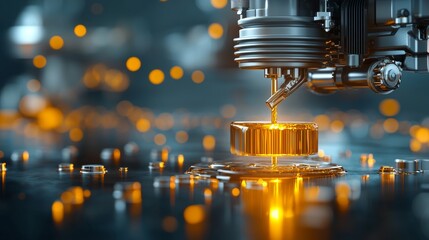 Poster - Industrial automation process manufacturing facility close-up image high-tech environment macro viewpoint precision engineering techniques