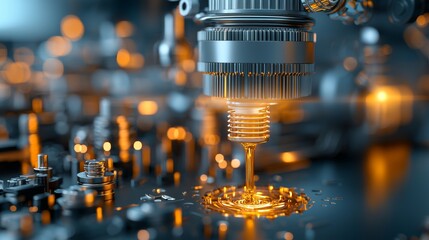 Poster - Precision manufacturing process advanced technology lab high-definition close-up industrial environment macro viewpoint innovation concept
