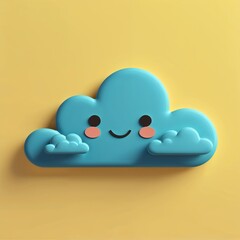 Poster - cloud on plain yellow background childish style illustration