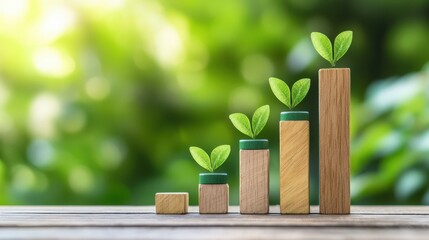 Poster - Growth Concept with Plants and Wooden Bars