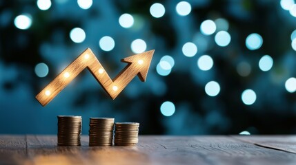 Poster - Growth Trend with Coins and Bokeh Background