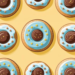 Poster - cookies on plain yellow background childish style illustration