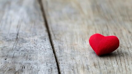 Poster - Vibrant red heart shaped object resting on rustic wooden surface evoking warm feelings of love and connection : Generative AI