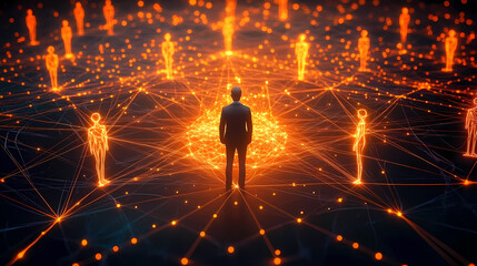Man in Suit at the Center of Network