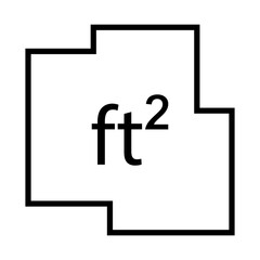 Poster - Bold Black Square ft2 Feet Squared, Modern Area Symbol