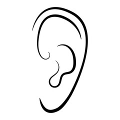 Poster - Sleek Black Ear Outline, Minimalist Design in Silhouette