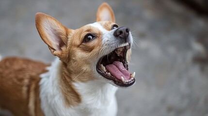Aufkleber - Playful Corgi with Mouth Open and Eager Expression Captured in Natural Light : Generative AI