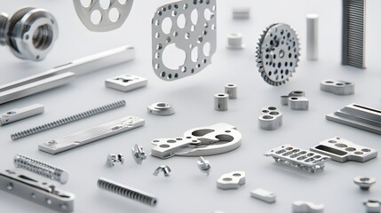 Poster - Close up Detailed Shot of Intricately Designed Metal Parts Manufactured Using the Investment Casting Process for Industrial and Automotive Applications