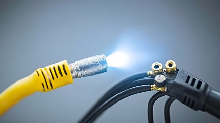 Aufkleber - Close up View of a Heat Gun Shrinking Insulation Tubing Over a Soldered Wire Connection on a Workbench  Electrical Repair Engineering and DIY Concept