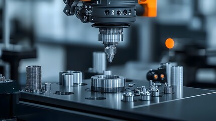 Poster - Close up view of precision metal components or parts produced through the vacuum casting manufacturing process