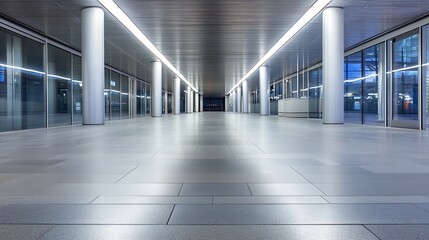 Aufkleber - Modern and Sleek Commercial Corridor with Natural Light and Polished Floors : Generative AI