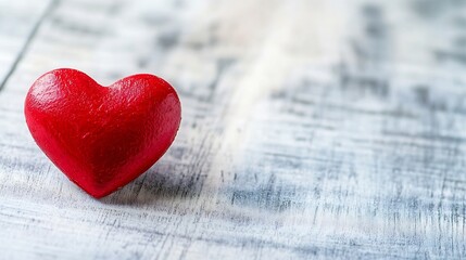 Poster - Bright Red Heart Object on a Rustic Wooden Background for Love and Feelings : Generative AI