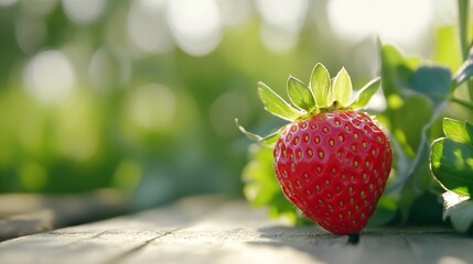 Aufkleber - CloseUp of a Fresh and Juicy Strawberry with a Natural and Soft Background : Generative AI