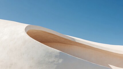 Leinwandbilder - Abstract architectural design featuring smooth curves and blue sky background : Generative AI