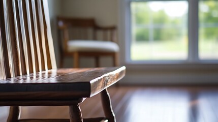 Aufkleber - Beautiful wooden chair in natural light showcasing craftsmanship and design in bright interior room : Generative AI