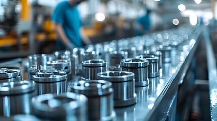 Poster - Precision metal components produced through advanced vacuum casting process in an industrial manufacturing setting  Finely detailed and engineered metal parts
