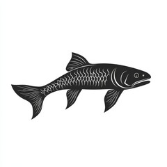 Aufkleber - Elegant Monochrome Fish Illustration: A Detailed Graphic of a Fish on a White Background
