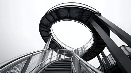 Aufkleber - Striking Minimalist Monochrome Amusement Park Architecture Captivating Geometric Structures Curves and Designs Emphasizing Form and Symmetry with a Bold Futuristic Aesthetic