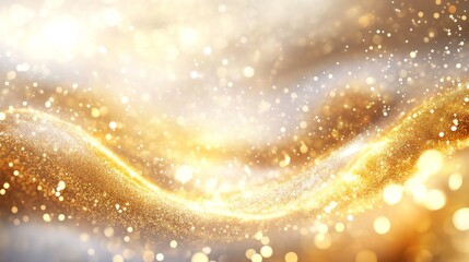 Poster - Golden lights shimmer and dance against a sleek, white background, creating an abstract and captivating display.