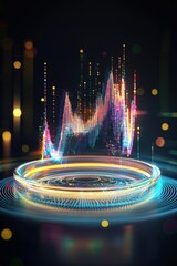 Poster - Explore a stunning abstract visualization of data set against a dark background, showcasing vibrant colors and dynamic patterns that evoke technology and creativity.