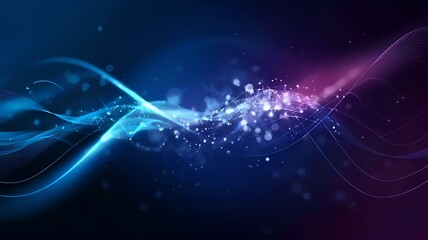 Poster - Glowing blue fractal space with star flares