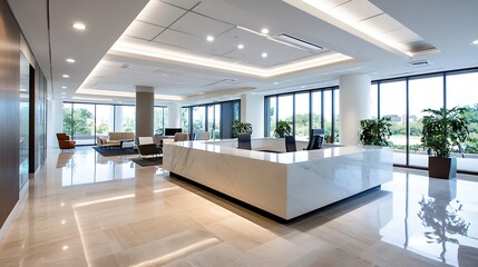Poster - Elegant and Bright Office Reception Area Featuring Stylish Furniture : Generative AI