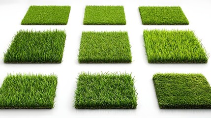 Fototapete - A creative conceptual image featuring a studio setup with neatly arranged geometric grass shapes or tiles presenting a modern minimalist and tranquil design for use as wallpaper decor