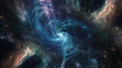 Wall Mural - Majestic Swirling Galaxy in Deep Space with Vibrant Colors and Stars