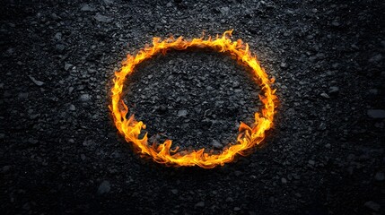 Aufkleber - A mesmerizing image of a ring of glowing embers against a dark atmospheric landscape symbolizing warmth unity and the primal power of fire in the natural world