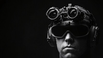 Poster - A night-vision portrait of a secret agent, tactical realism, cinematic effect