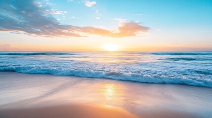 Poster - Stunning Sunrise Over Ocean Waves Creating Inspiring Seascape Aesthetic : Generative AI