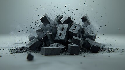 Poster - A pile of charcoal pieces arranged in the shape of letters or words glowing and smoldering to create a hidden mysterious message in the darkness  The conceptual abstract composition has a moody